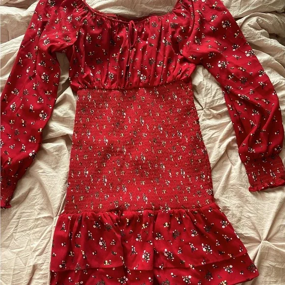 guess red off the shoulder dress Gracie Red Off Shoulder Party Mini Dress - US 6
